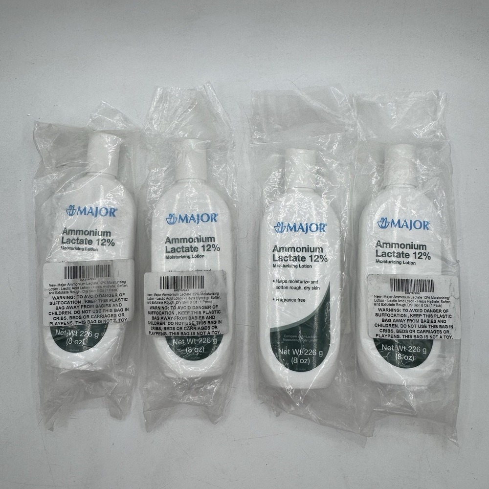 4 Major Ammonium Lactate 12% Moisturizing Lotion FRAGRANCE FREE 8 oz Bottles